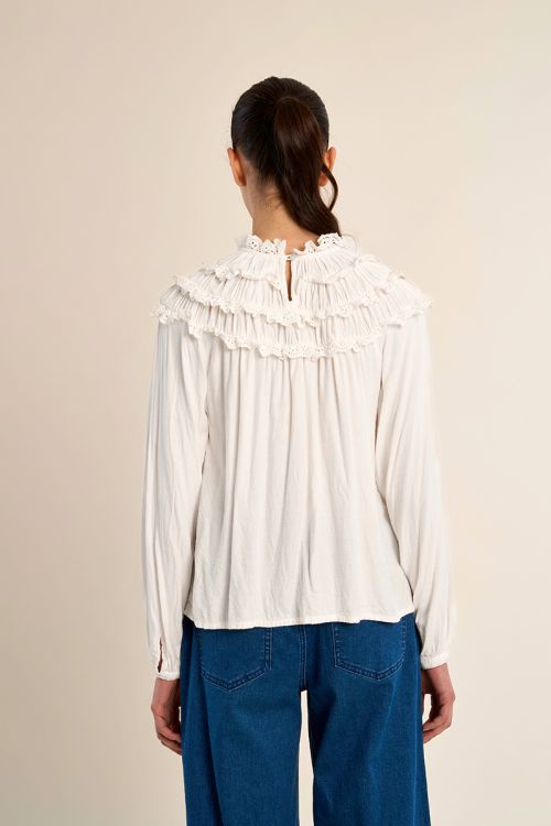 Blouse droite à volants brodés