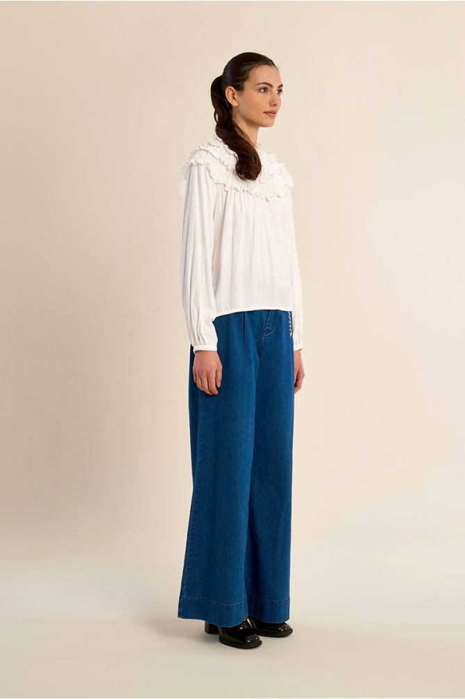 Blusa de manga larga detalle volantes