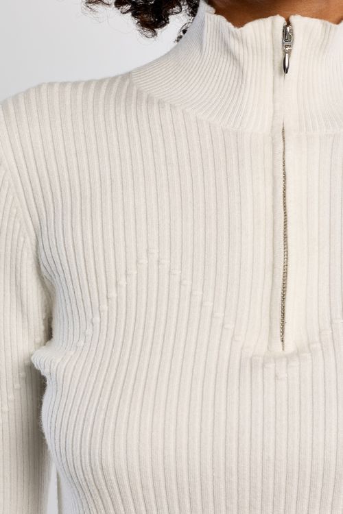 Pull côtelé sporty, col zippé