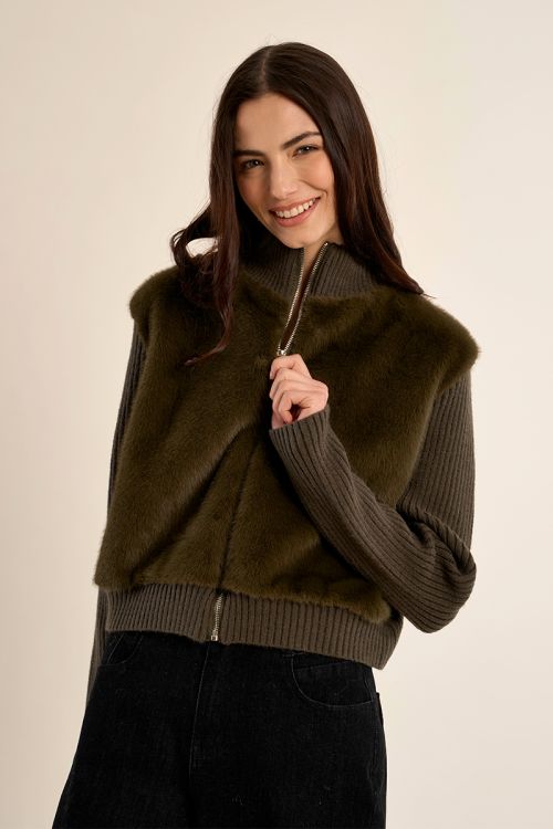 Zip-up jacket, made of two materials