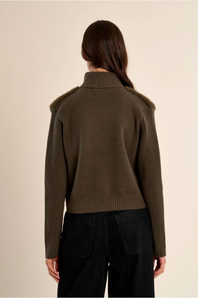 Zip-up jacket, made of two materials