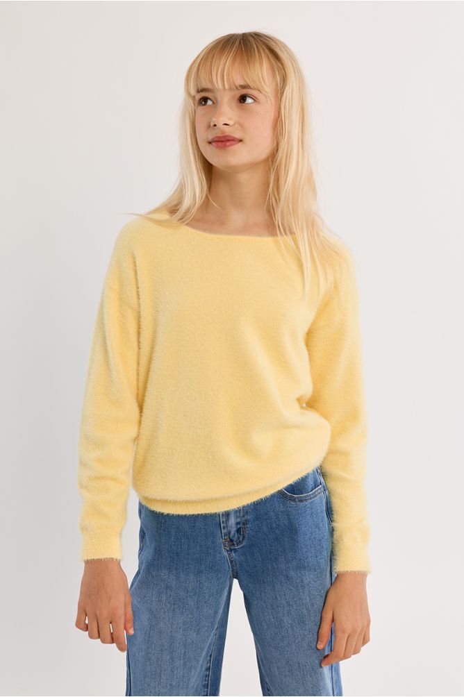 Fluffy crew neck sweater