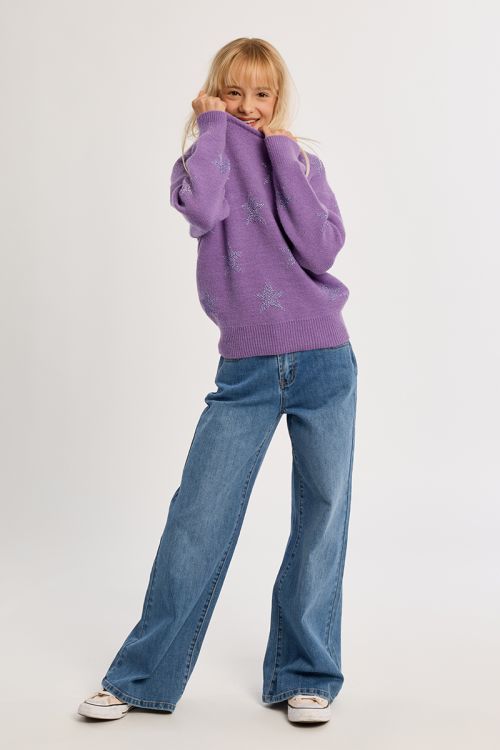 Knitted sweater with star patterns
