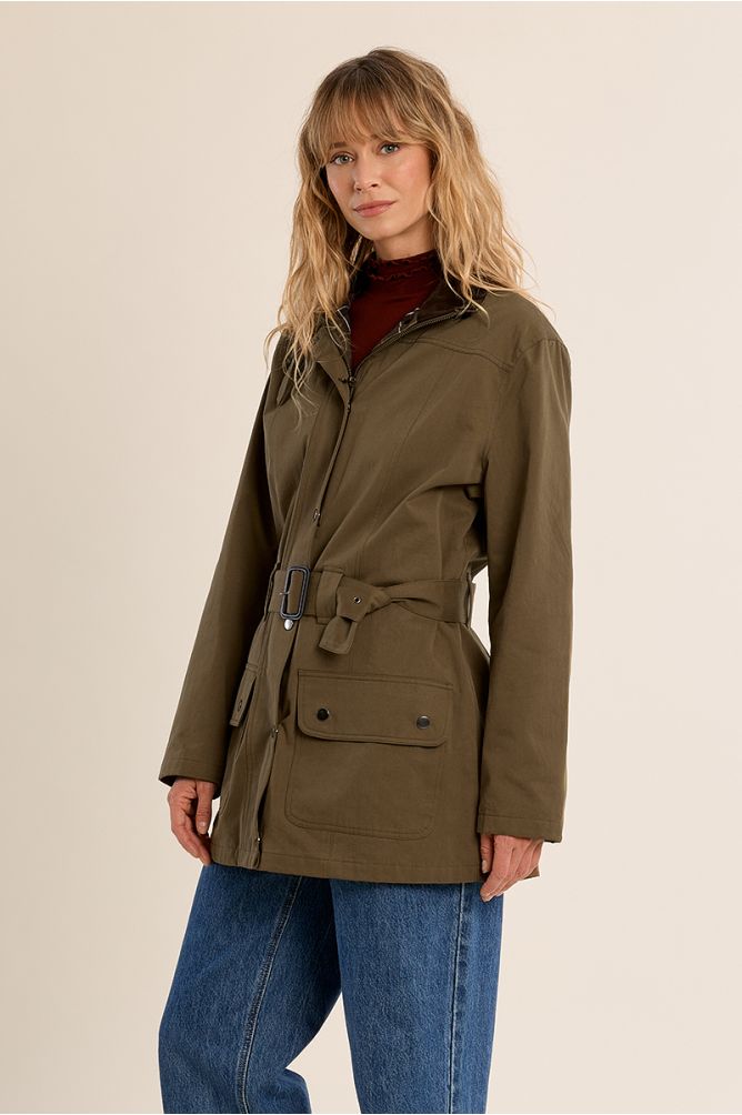Parka ceinturée en coton