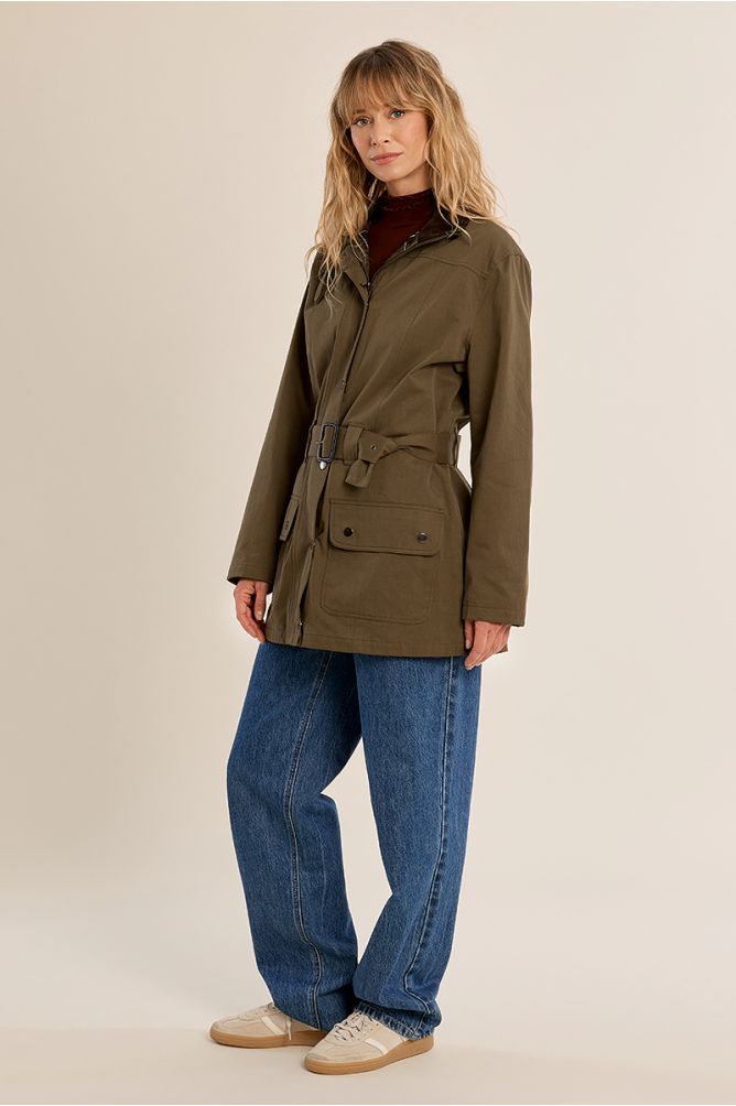 Parka ceinturée en coton
