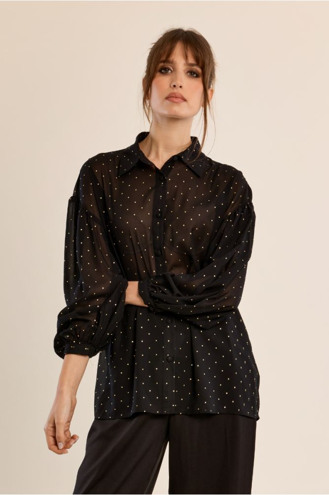 Polka dot blouse in semi-transparency