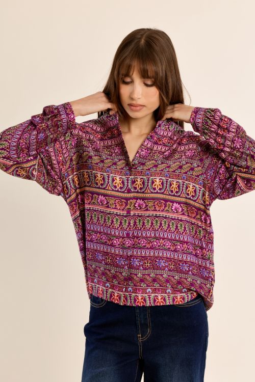 Mandarin collar blouse