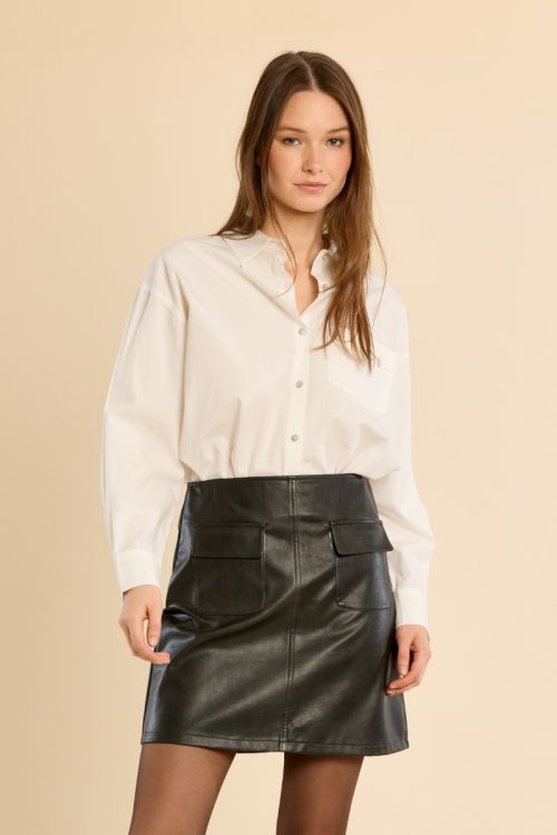 Flared skirt in faux leather