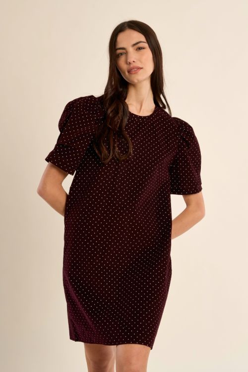 Short polka dot dress with leg of lamb sleeves