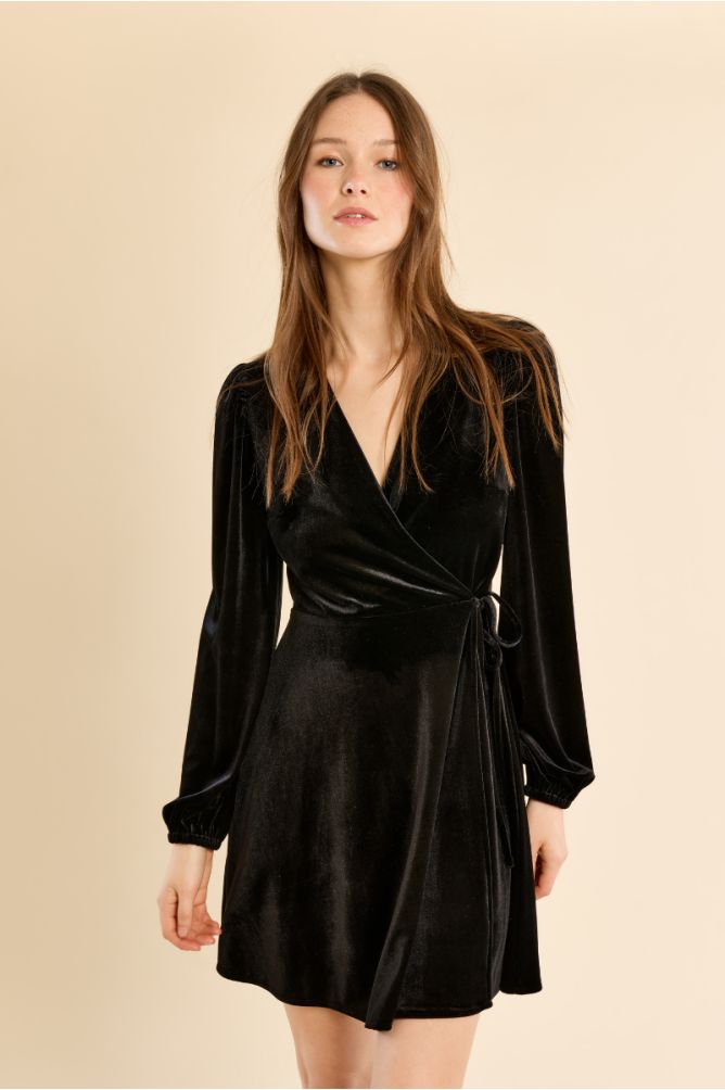 Robe portefeuille en velours