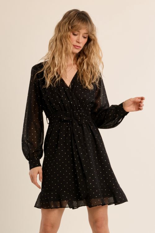 Vestido corto con lazada y estampado