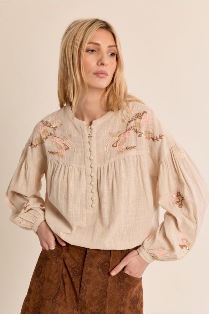 Straight blouse with buttons