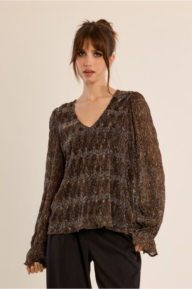 Blouse manches longues en semi-transparence