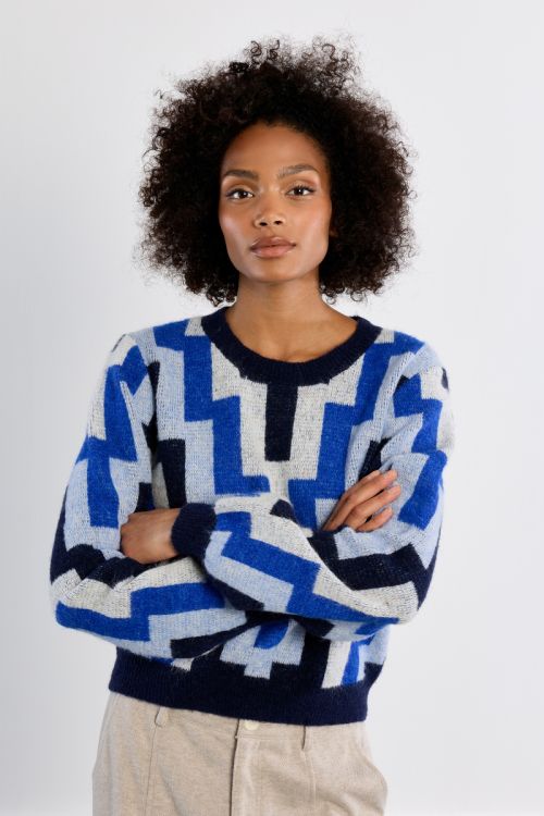 Pull en maille, motif géométrique