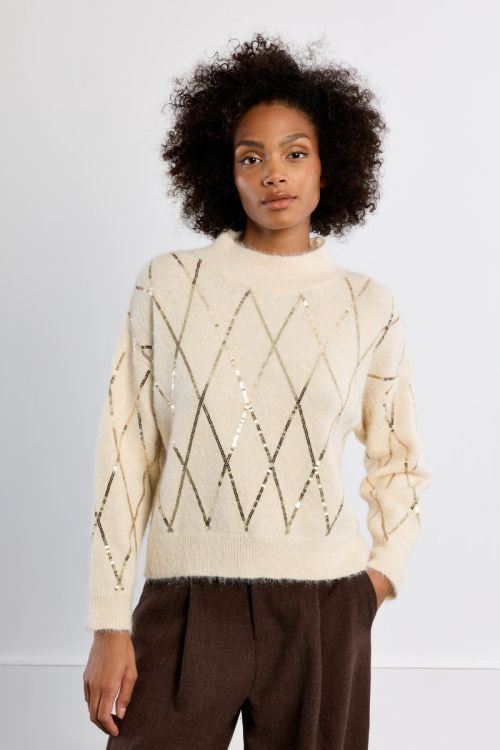 Knitted sweater, with sequins