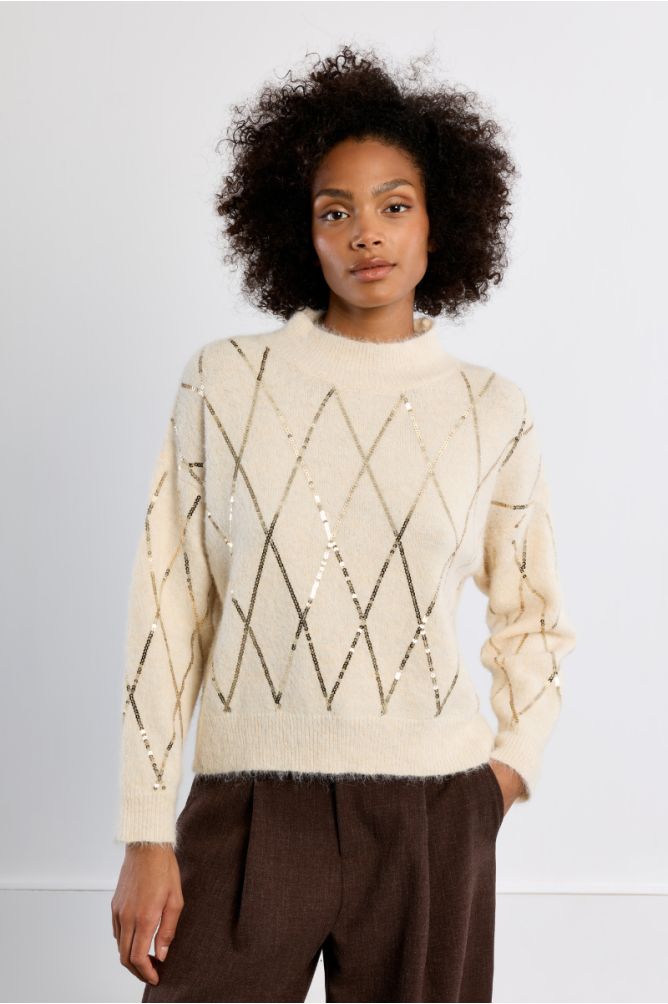 Knitted sweater, with sequins