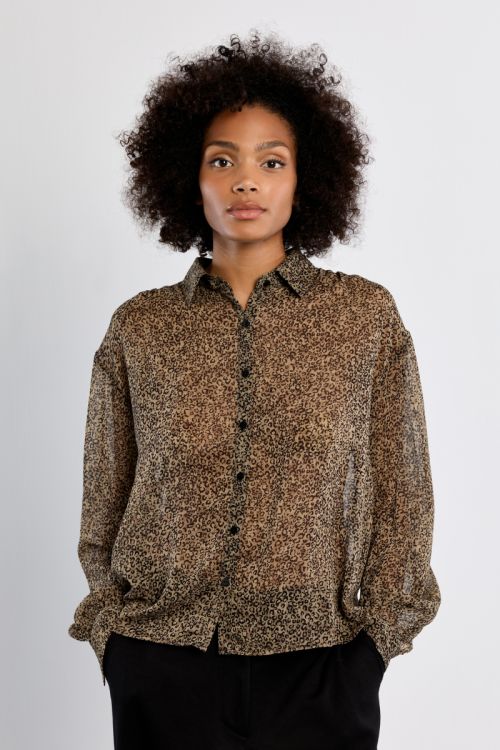Semi-transparent blouse, leopard