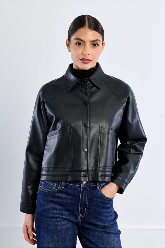 Oversized faux leather jacket