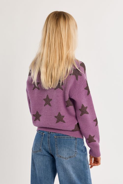 Knitted sweater with star patterns