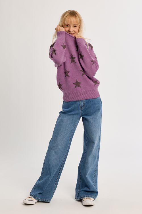 Knitted sweater with star patterns