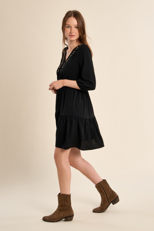 Robe Babyoll avec col perlé