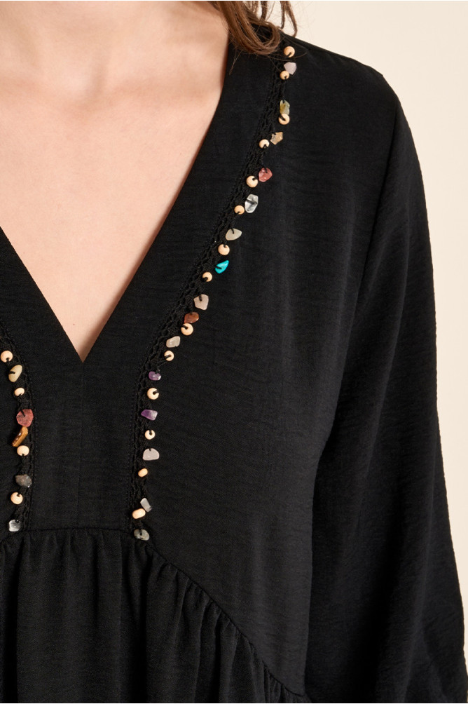 Robe Babyoll avec col perlé