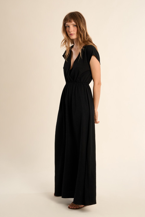 Robe longue avec taille élastiquée