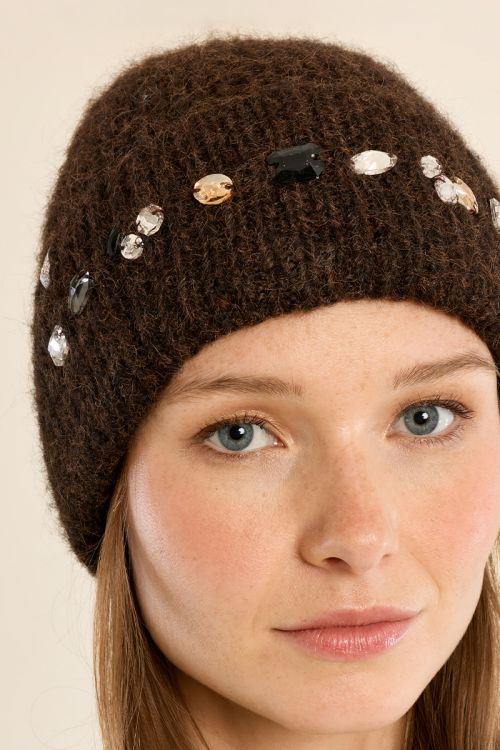 Bonnet en tricot, à strass