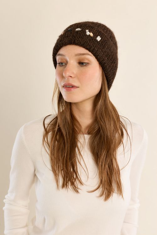 Bonnet en tricot, à strass