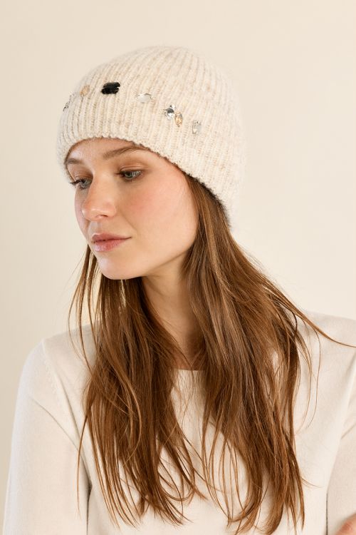 Bonnet en tricot, à strass