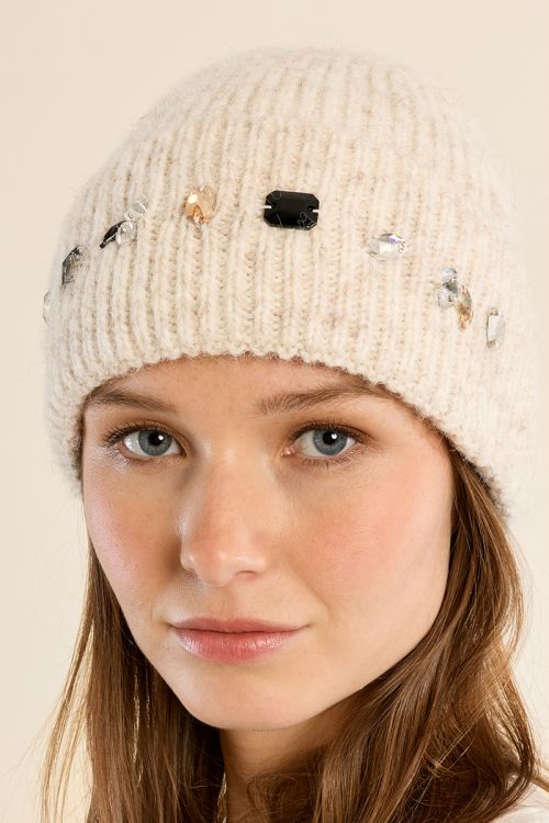 Bonnet en tricot, à strass