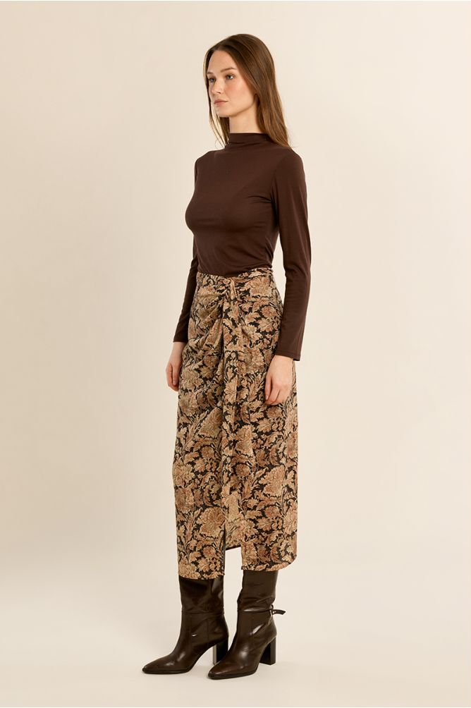 Straight knotted skirt, printed