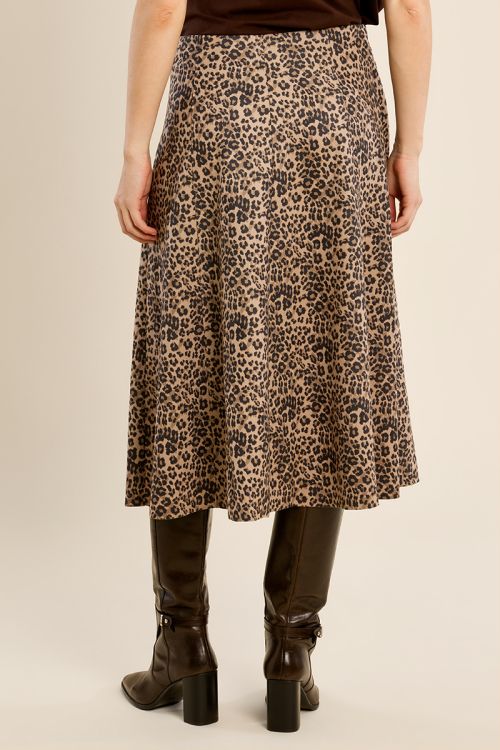Flared midi skirt, leopard