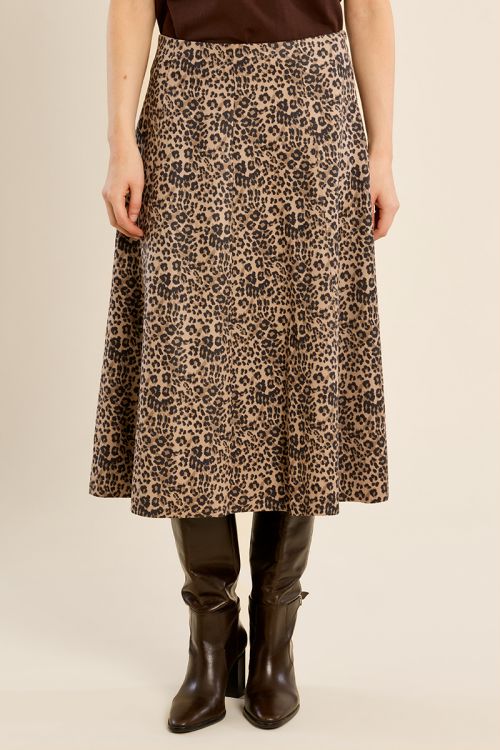 Flared midi skirt, leopard