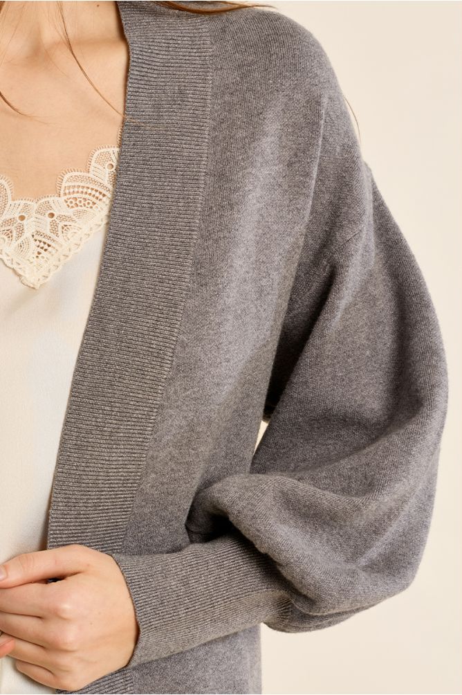 Long open knit vest