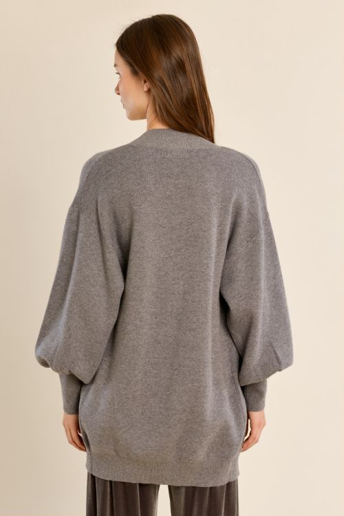 Long gilet ouvert en maille