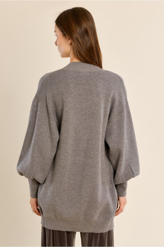 Long open knit vest