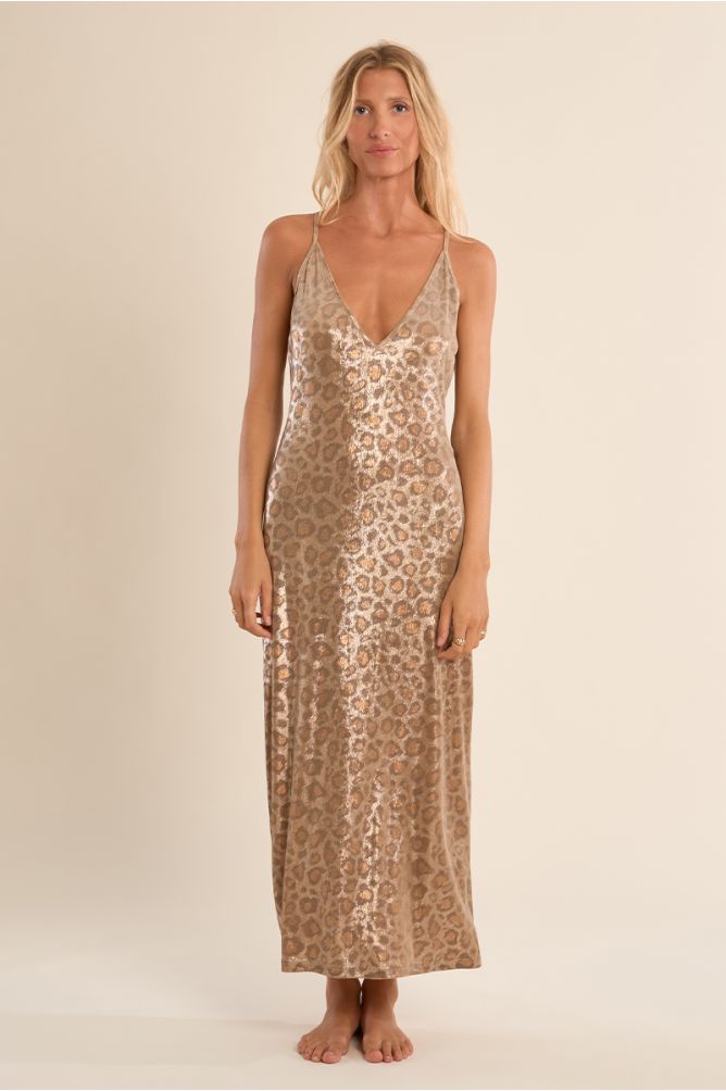 Vestido midi, de tirantes, con estampado.