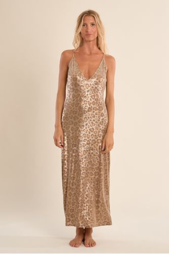 Vestido midi, de tirantes, con estampado.