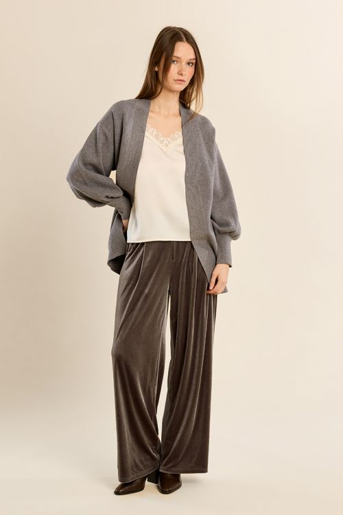 Long open knit vest