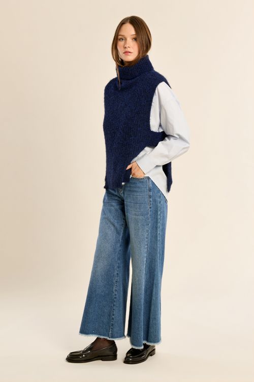 Pull col roulé en maille, sans manches