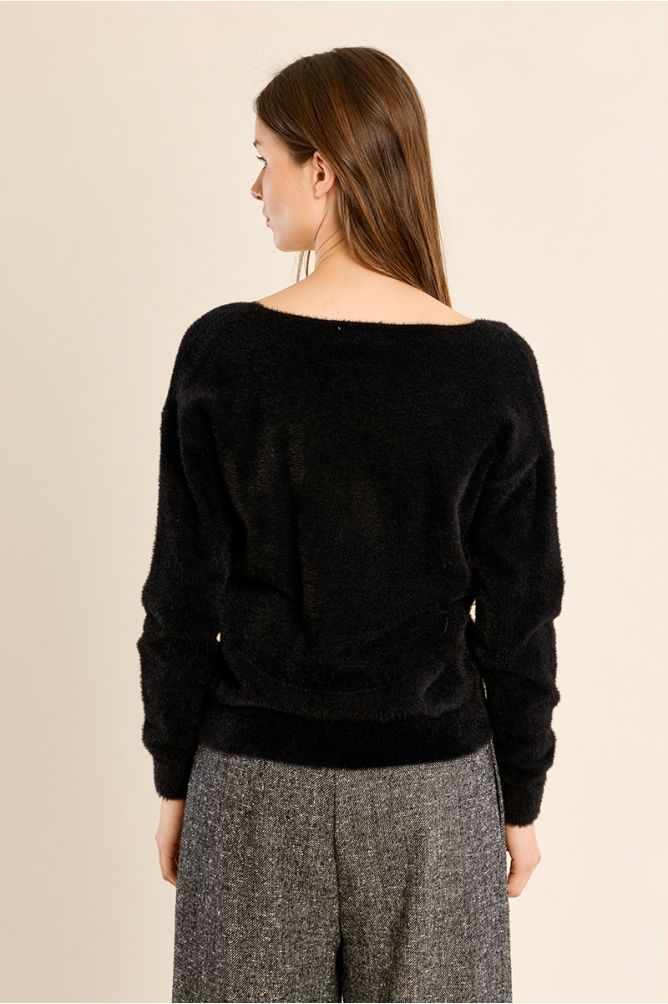 Pull duveteux, col V