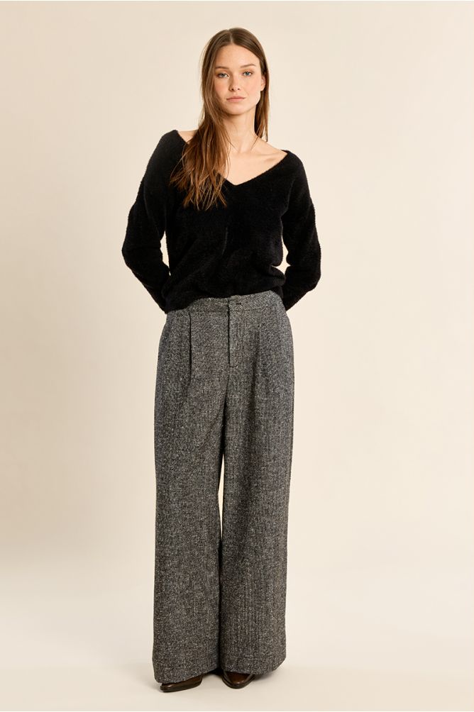Pull duveteux, col V