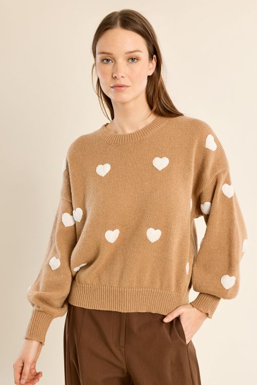 Embossed heart sweater