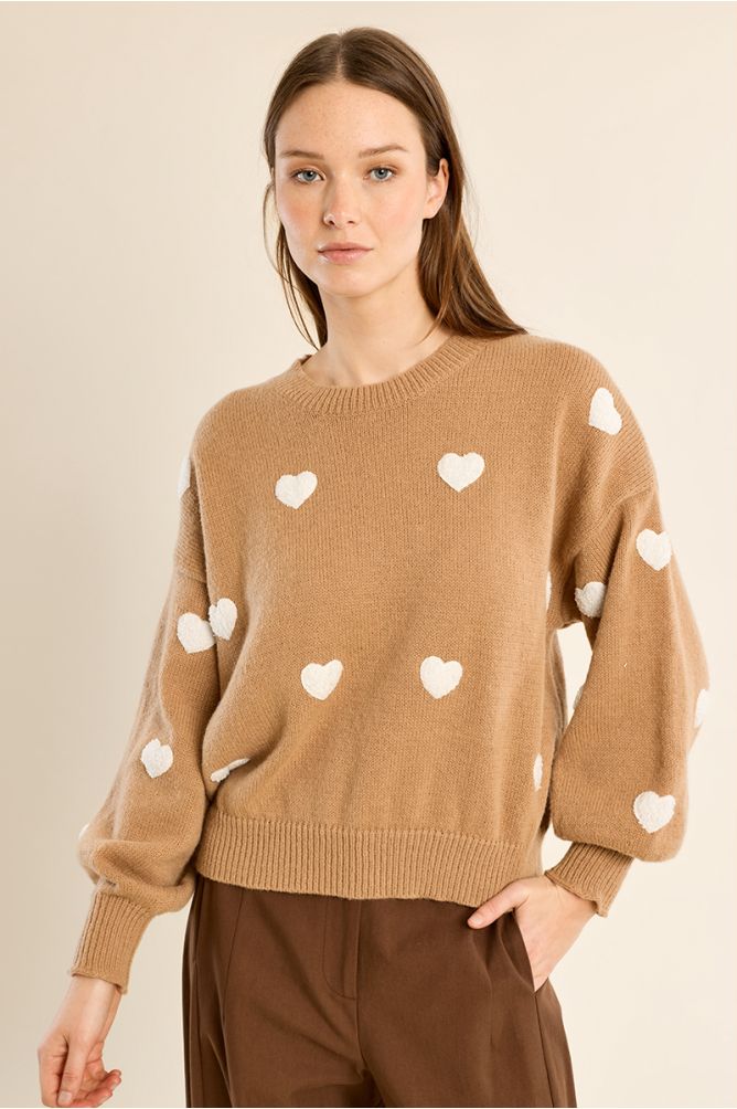 Embossed heart sweater