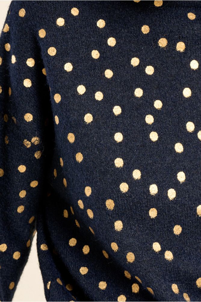 Pull col bateau, motif pois