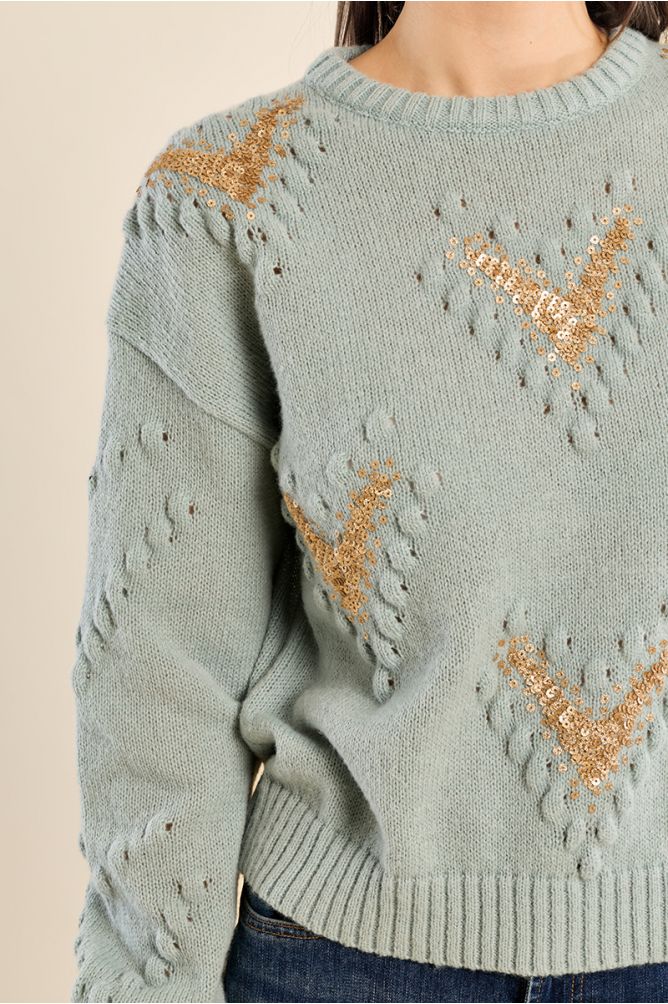 Jersey de manga larga detalle lentejuelas