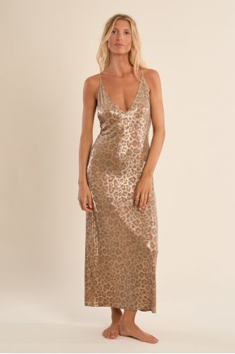 Vestido midi, de tirantes, con estampado.