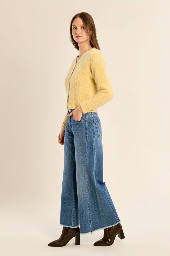 Plain knit crop cardigan