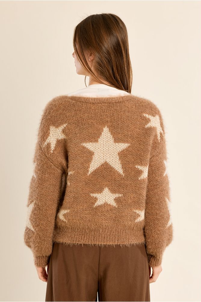 Cardigan manches ballon, motif étoile